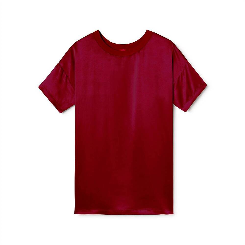 NEW PJ HARLOW women's stoney v-neck satin night tee in red